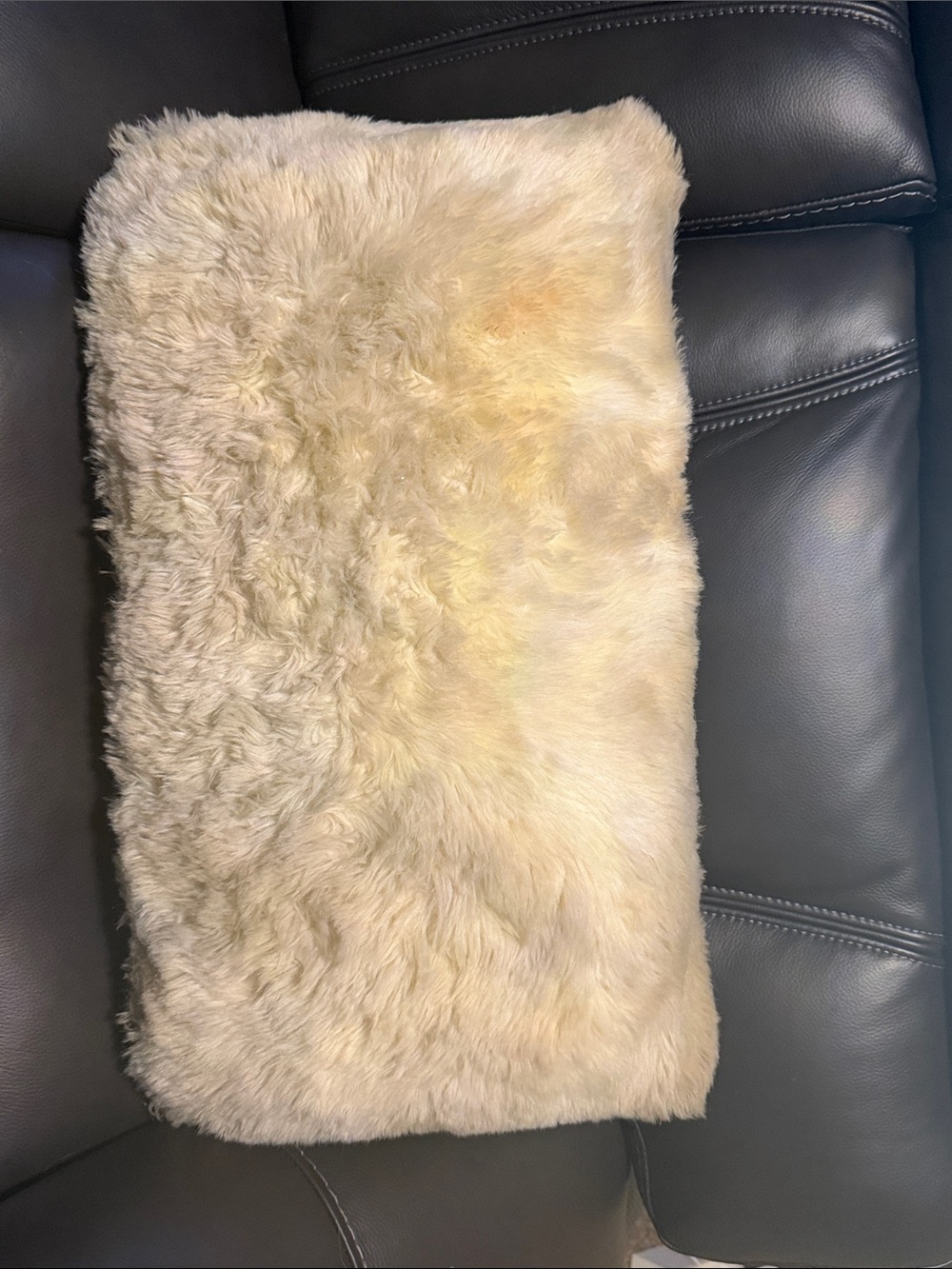 Plush Faux Shearling Lumbar Pillow - Cream